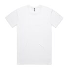 Plain white short-sleeve t-shirt laid flat on a white background.