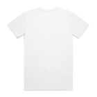 Plain white short-sleeve t-shirt laid flat, viewed from the back.