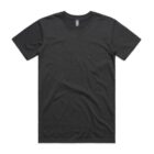 Plain black short-sleeve crew neck t-shirt laid flat on a white background.