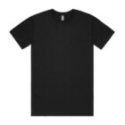 Plain black short-sleeve t-shirt laid flat on a white background.