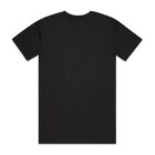 Plain black short-sleeve t-shirt shown from the back on a white background.