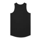 Black sleeveless tank top shown from the back on a white background.