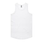 White sleeveless tank top laid flat on a plain background.
