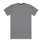 Black and white horizontal striped t-shirt shown from the back against a white background.