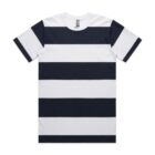 Short-sleeve t-shirt with black and white horizontal stripes.