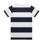 Black and white horizontal striped short-sleeve t-shirt, shown from the back.