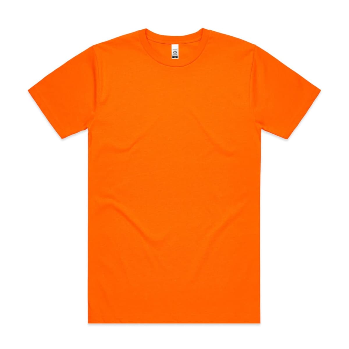 Plain bright orange short-sleeve t-shirt on a white background.