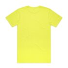 A plain yellow T-shirt shown from the back against a white background.