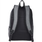 Gray and black backpack shown from the back with adjustable straps.
