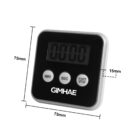 Digital kitchen timer with buttons, 75mm by 75mm by 15mm.