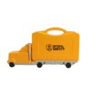 Yellow truck-shaped toolbox with Step Up for Safety text on the side.