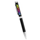 Black pen with silver accents and PRINTSHOP in rainbow letters on the barrel.