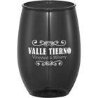 Black Valle Tierno wine tumbler with white decorative text.