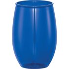 A translucent blue plastic cup on a white background.