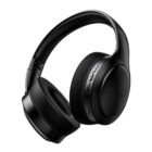 Black over-ear headphones with buttons on the right earcup.
