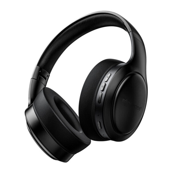 Black over-ear headphones with buttons on the right earcup.