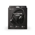 Box of black Boompods Headpods Pro 2 headphones with features listed.