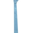 Light blue necktie with a loose, unfinished knot at the top against a white background.