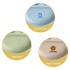 Three baby bibs showing screen print, engraving, and heat transfer logo printing methods.