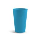 Blue plastic cup on a white background.