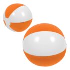 Two orange and white striped beach balls.