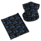 Black and blue branded neck gaiter and cloth with Maritime Plumbing & Mechanical LLC logo.