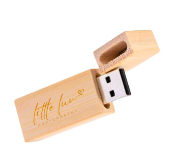 bamboo USB flash drive branded with logo
