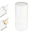 White cylinder tissue box, with standard and bamboo tissues, on a white background.