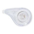 Clear correction tape in a translucent plastic dispenser on a white background.