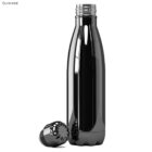 Gunmetal gray stainless steel bottle with a partially unscrewed cap.