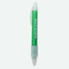 Green pen with NAVIGATEE text, featuring a white clicker and grip.
