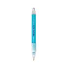 Blue retractable pen with a comfortable grip and transparent clip.
