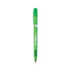 Green ballpoint pen with a clear cap and real estate text printed on the barrel.