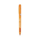 Orange pen with Benko Inc. and a phone number printed in white on the barrel and cap.