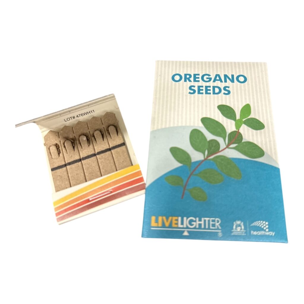 an image of two sets of promotional seedstick packages. Custom branded with client logo