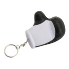 Keychain with a miniature black and white boxing glove.