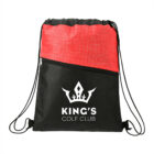 Red and black drawstring bag with KINGS GOLF CLUB logo and crown design.