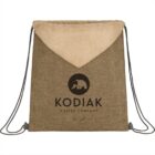 Brown drawstring bag with a bear logo and KODIAK COFFEE COMPANY text.