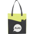 Black and yellow tote bag with Alias logo and two pens in a side pocket.