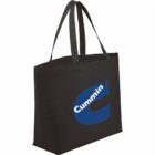 Black tote bag with a large blue C logo and the word Cummins on it.