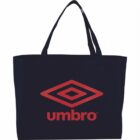 Black tote bag with red Umbro logo and text.