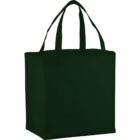 Dark green tote bag with two handles against a plain white background.