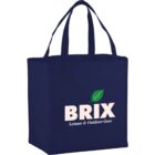 Navy blue tote bag with BRIX Leisure & Outdoor Gear and a green leaf logo.