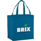 Blue tote bag with BRIX Leisure & Outdoor Gear and a leaf design.