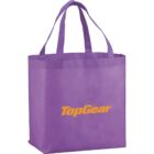 Purple tote bag with TopGear logo in yellow.