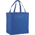 Blue reusable shopping bag with two handles.