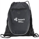 A black drawstring bag with temerit EQUITY PARTNERS printed on it.