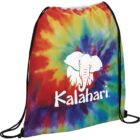 Tie-dye drawstring bag with an elephant logo and Kalahari text.