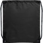 Black drawstring backpack against a white background.