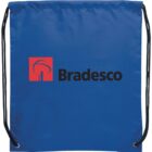 Blue drawstring bag with Bradesco logo in red and black on the front.
